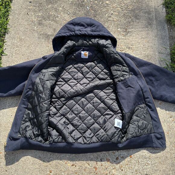 Vintage Carhartt Jacket Women’s XS (0/2) Hooded Navy Blue FFA USA Union Made - Picture 5 of 16